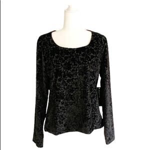 Jones New York Sweater Top Black Silver Scoop Neck Stretch Top Large NEW